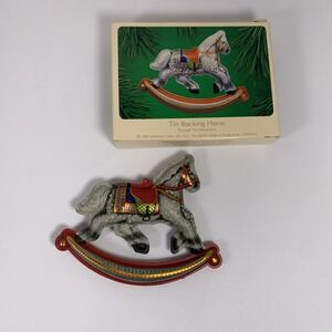 Hallmark 1983 Vintage Keepsake Ornament Tin Rocking Horse Original Box